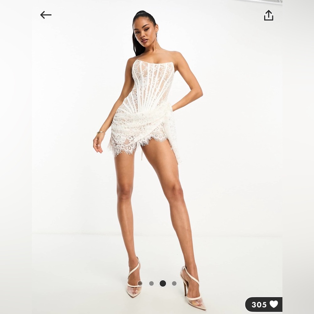 Heiress Lace Corset Mini Dress in Ivory - Picture 4 of 4